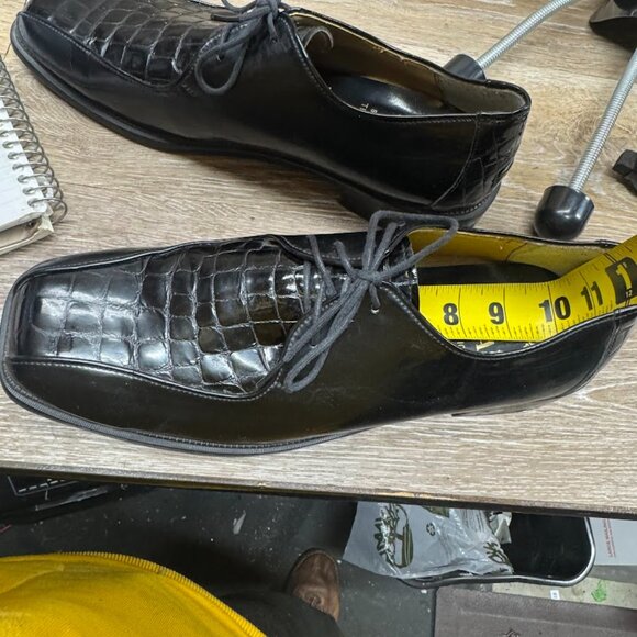 Daks London Black Leather Reptile Embossed Square Toe Oxfords Men's Size 10 - Picture 5 of 7